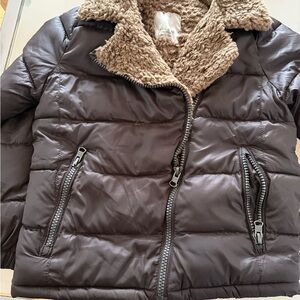 Zara boys light Puffer Jacket with Faux Fur Collar
